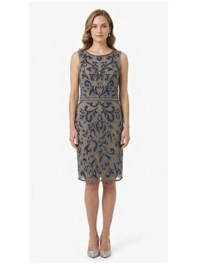 Pisarro Nights Petite Size Sleeveless Beaded Sheath Dress, Womens Size 12
